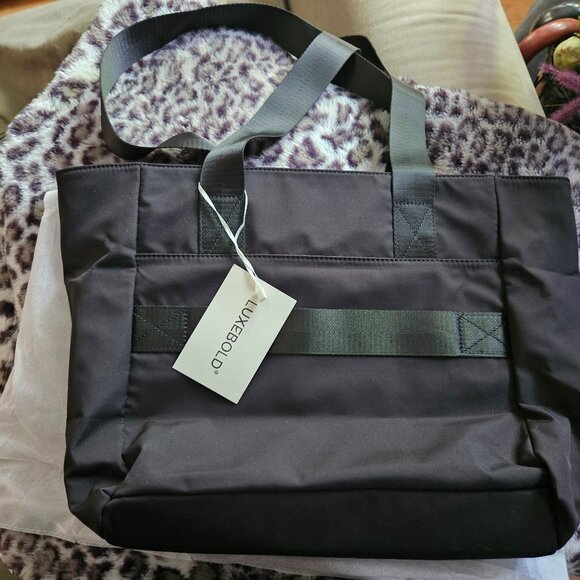 Luxebold | Multi-Pockets Black Canvas Work School Tote Bag - NWT - Picture 6 of 16